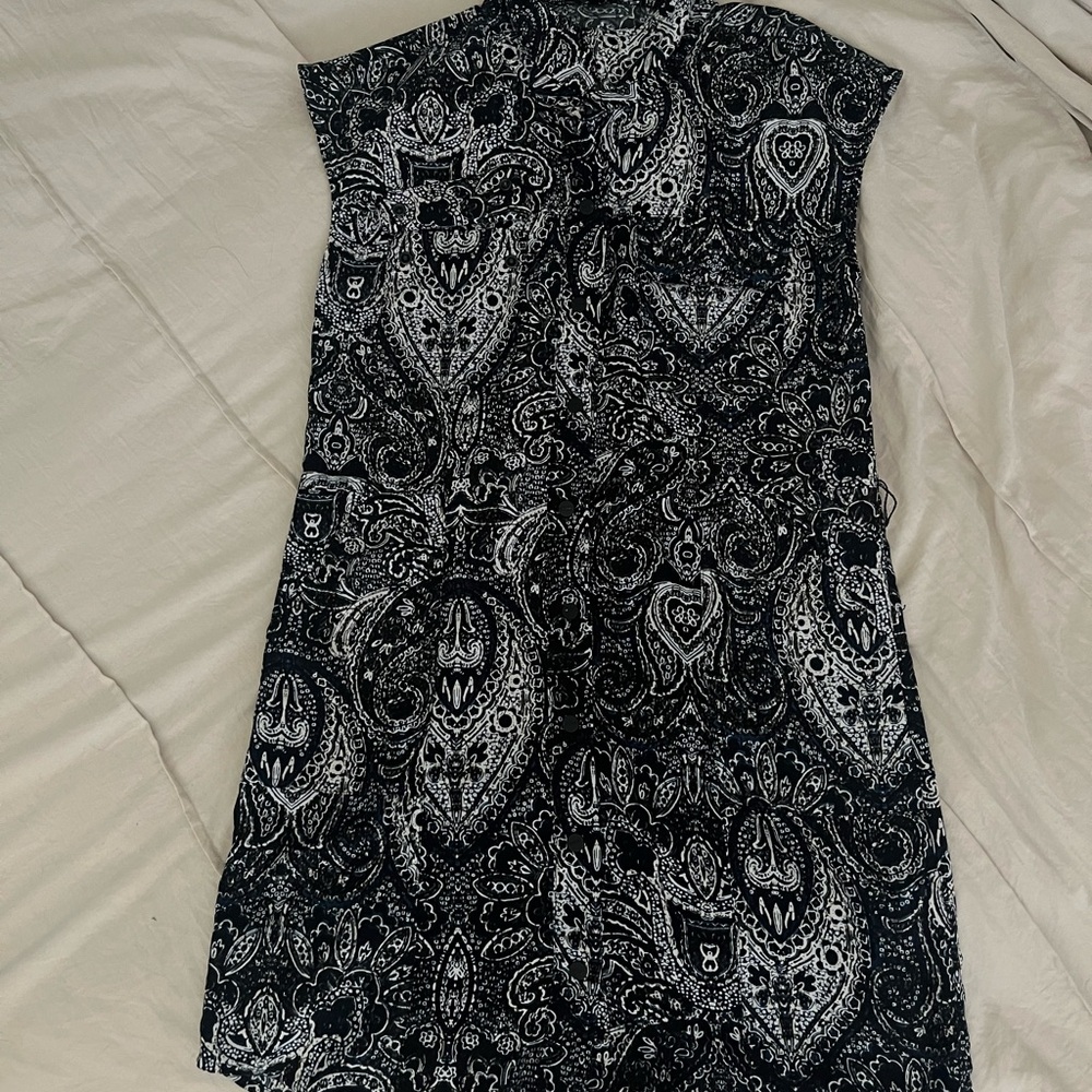 Elegant Navy blue and White Paisley Dress